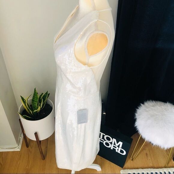 AMSALE Clear Sequin Sleeveless Sheath Dress, White, Wedding, Party, Size 10, NWT - Picture 11 of 16
